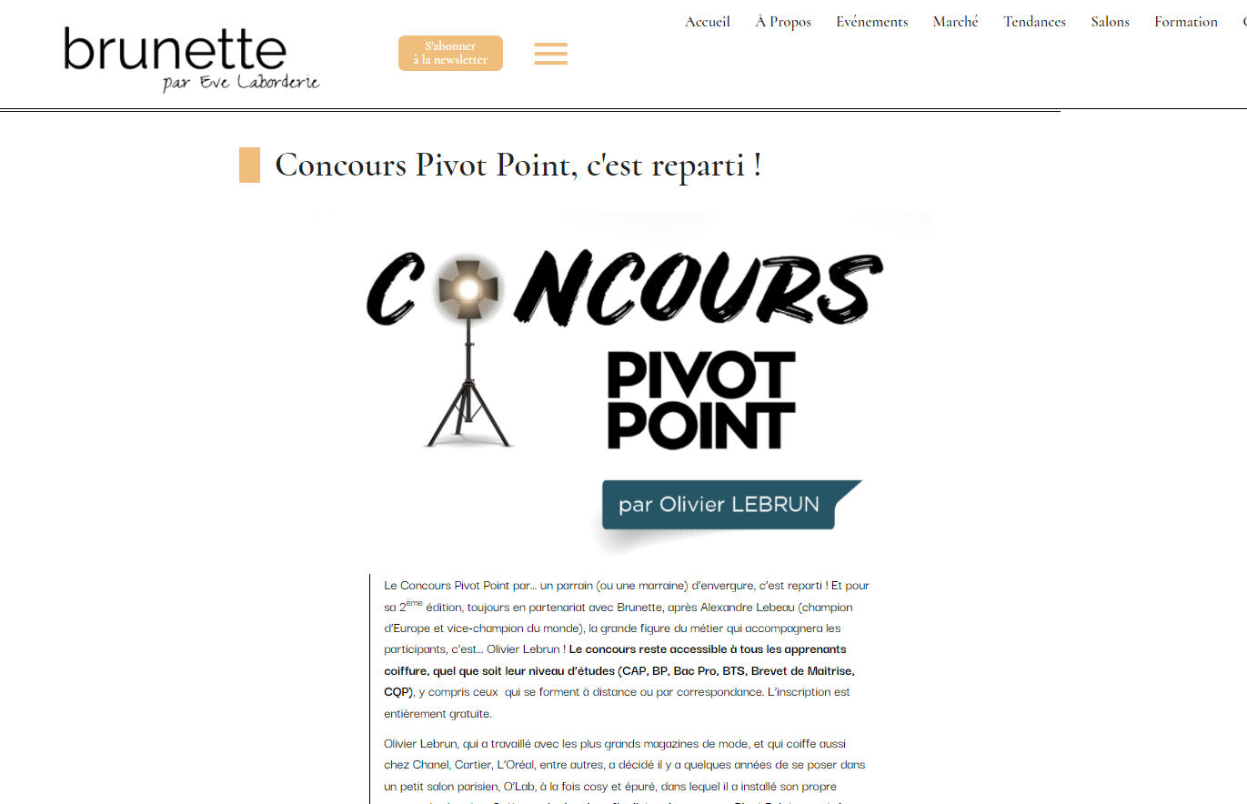 Concours Pivot Point sur Brunette par Eve Laborderie